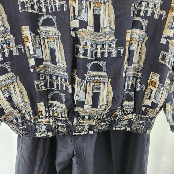 VINTAGE Details Sportswear 100% Silk Jacket Bomber Windbreaker Pant Set L Womens - Picture 11 of 16